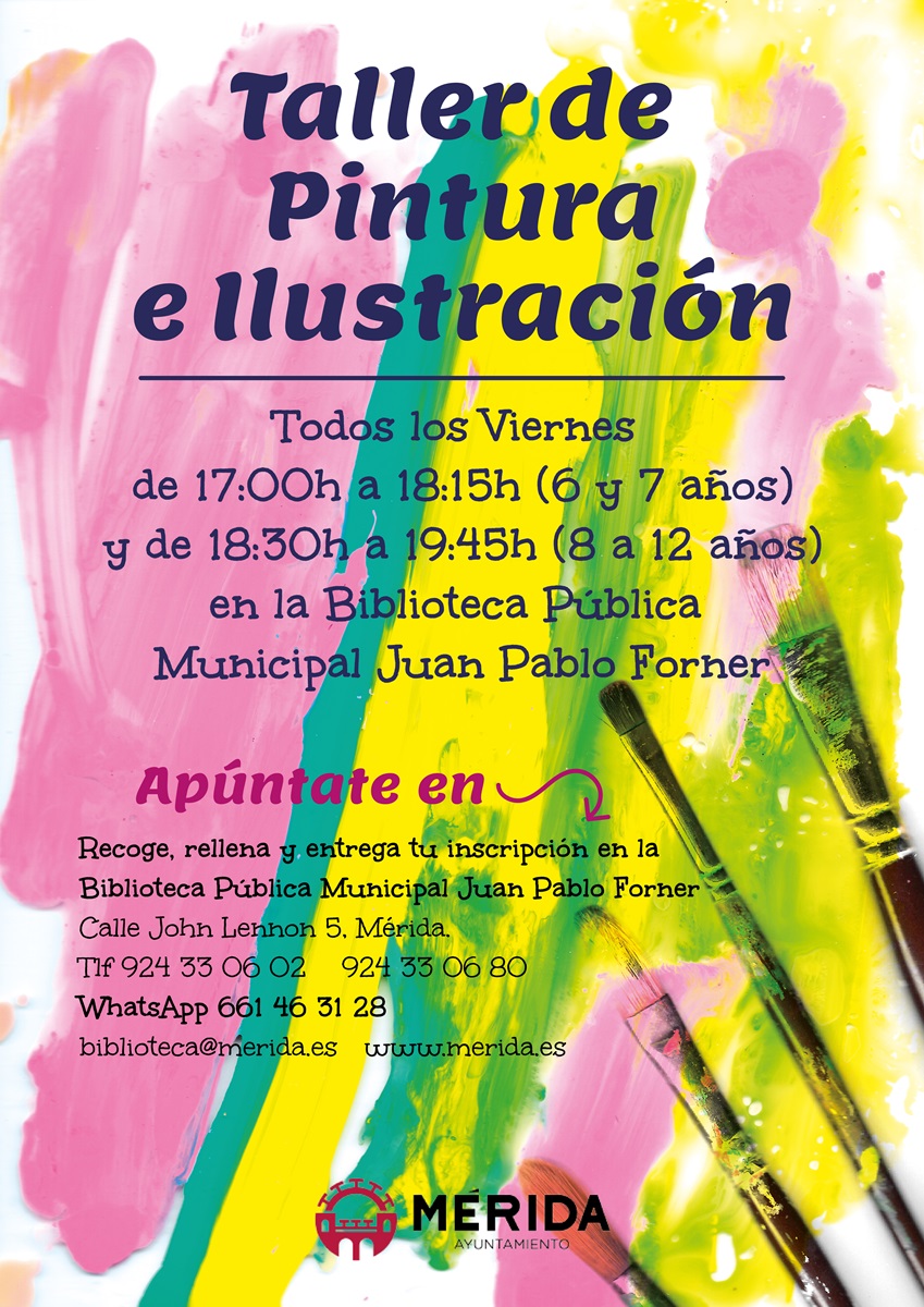 Cartel taller infantil pintura e ilustración