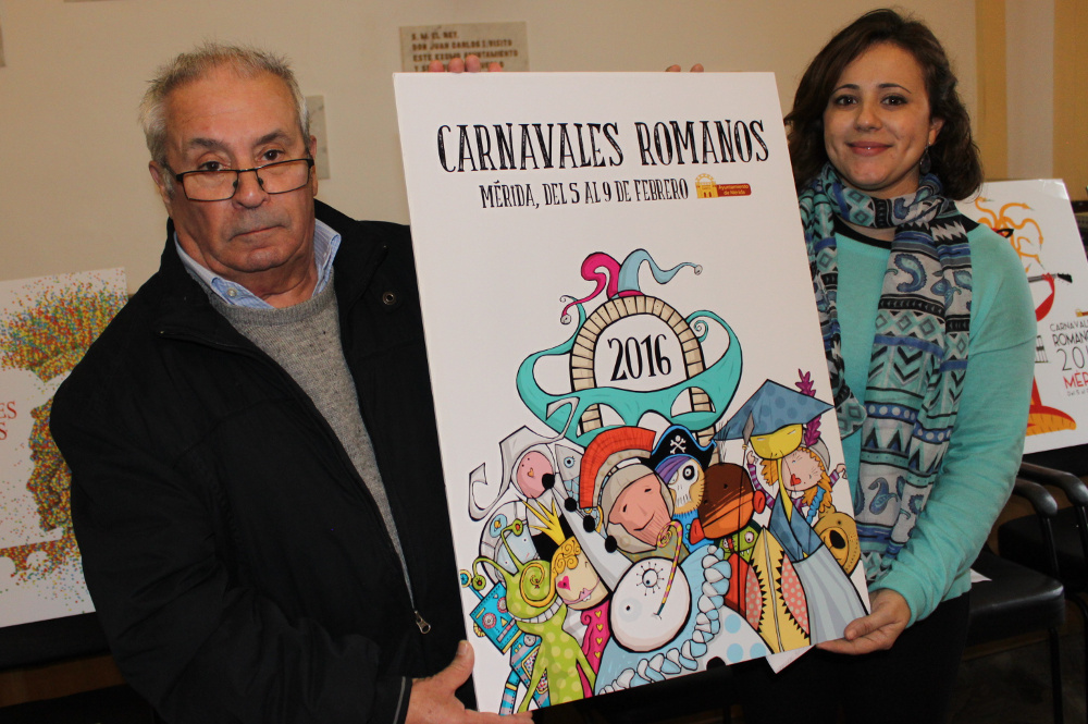 Dos emeritenses son los autores del cartel que anunciará el Carnaval Romano 2016