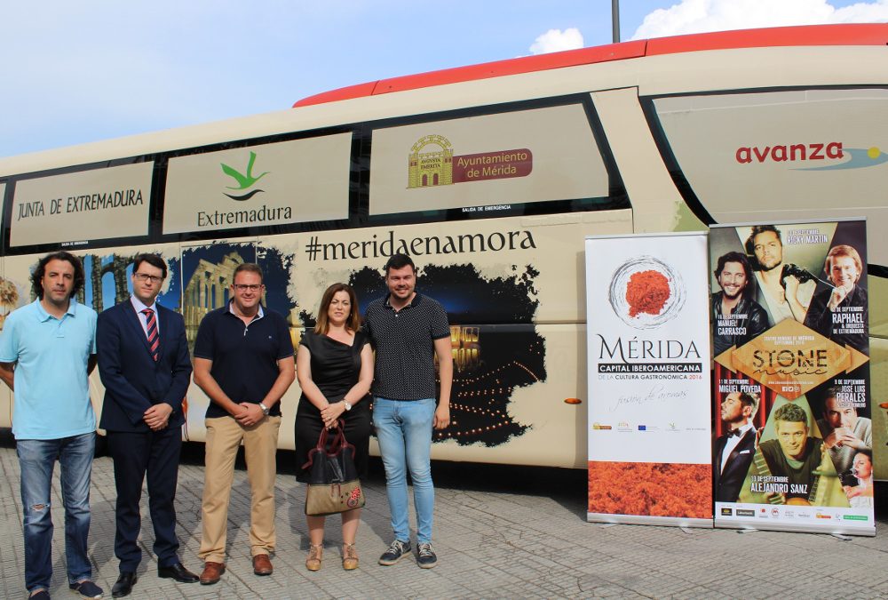 La imagen de Mérida se promociona en la línea de autobús Madrid- Lisboa
