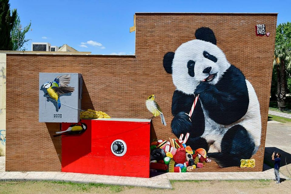 Mural en la fachada del Centro Cultural de La Antigua del proyecto del año pasado