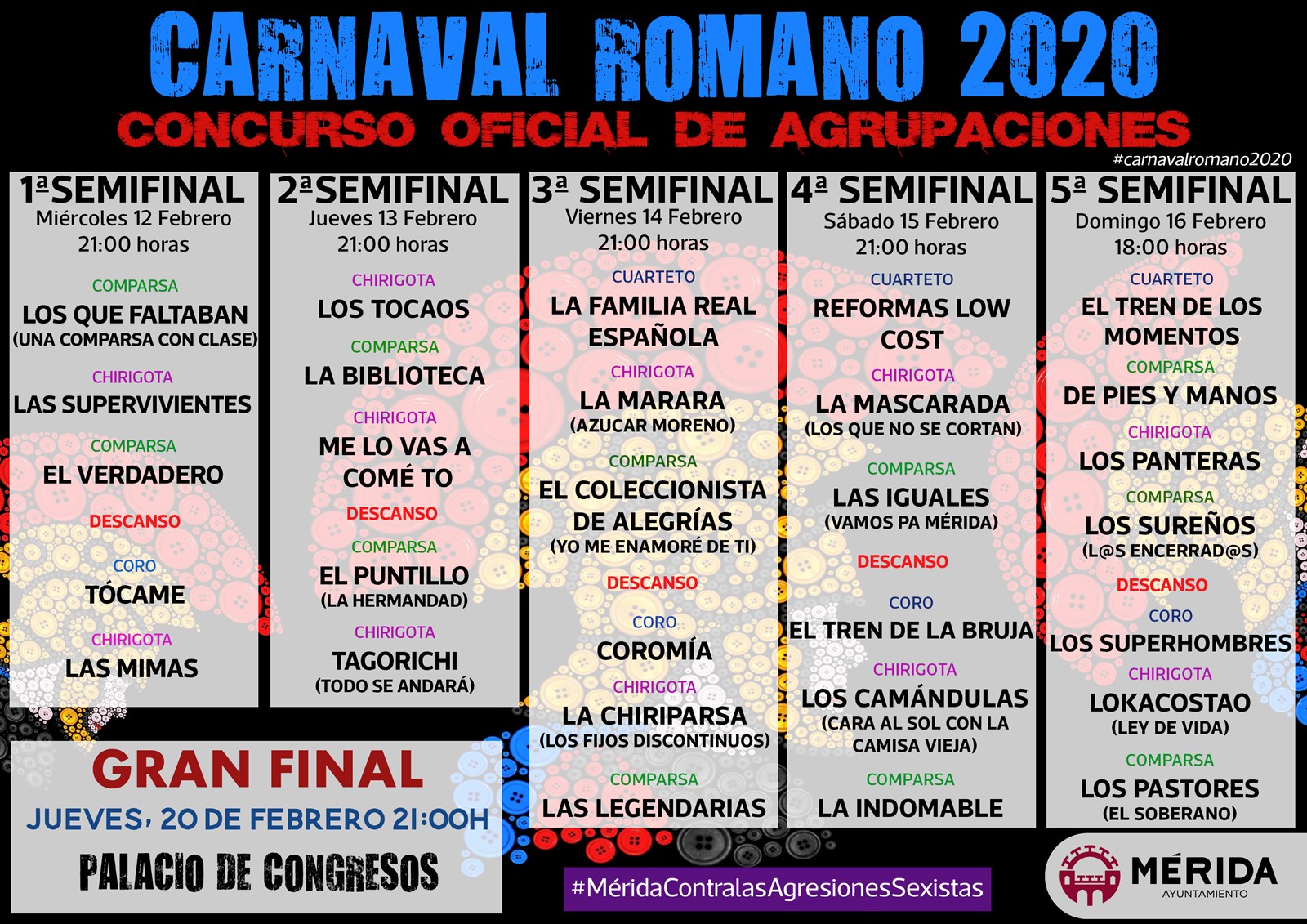Las semifinales del Carnaval Romano 2020 se inician hoy en el Palacio de Congresos