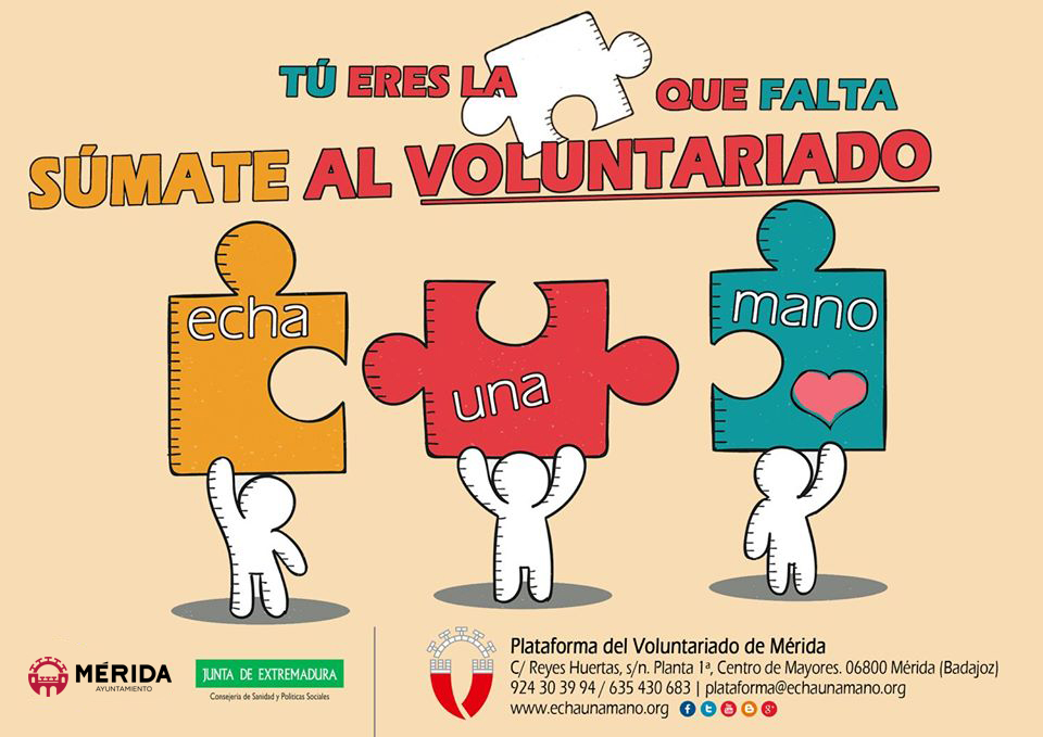 Aprobada la subvención de 16.000 euros para la Plataforma del Voluntariado de Mérida