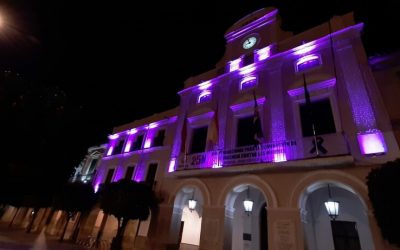 La fachada del Ayuntamiento, la fuente de la Plaza de España y varios monumentos se iluminan el miércoles en color púrpura por la Enfermedad Inflamatoria Intestinal