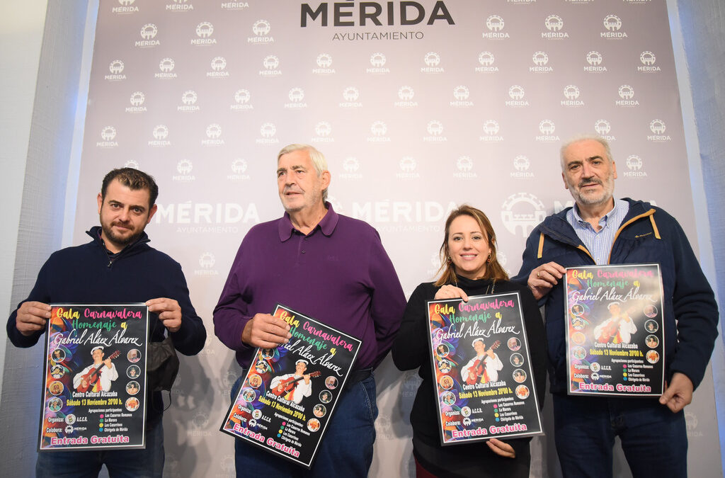 Mérida homenajeará a Gabriel Aláez en una gala organizada por la Asociación Cultural Carnaval Romano