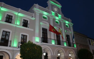 La fachada del Ayuntamiento, la fuente de la Plaza y algunos monumentos se iluminan hoy en color verde por el Día Nacional de la Celiaquía