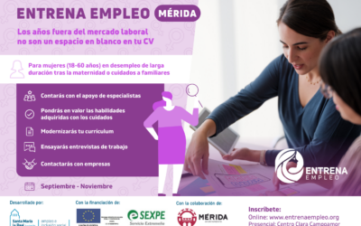 Abierta la inscripción para el segundo proyecto piloto de Entrena Empleo en Mérida, para mejorar la empleabilidad de mujeres en desempleo de larga duración