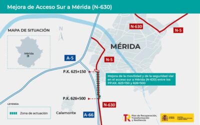 Mitma somete a información pública el proyecto de mejora de la seguridad y la movilidad en el acceso sur a Mérida por la carretera N-630