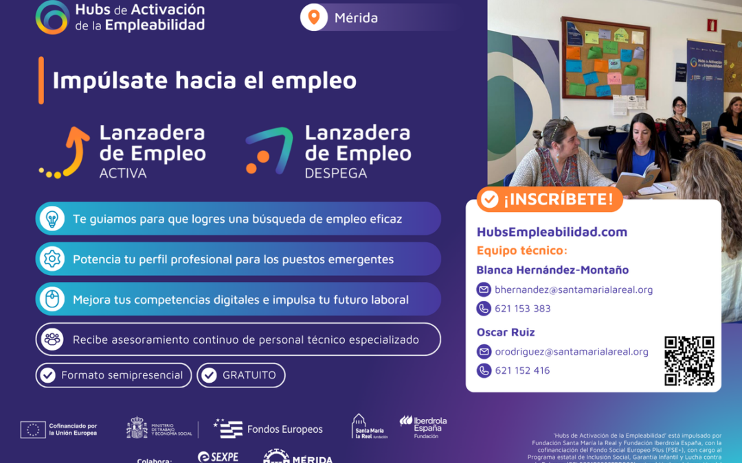 Abierta la inscripción hasta el 18 de noviembre para las dos nuevas Lanzaderas de Empleo de Mérida, con plazas limitadas