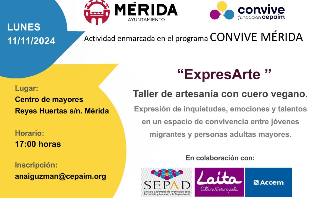 Los Centros de Mayores “Reyes Huertas” y “El Calvario” celebrarán la próxima semana un taller de artesanía dentro del programa “Convive Mérida”