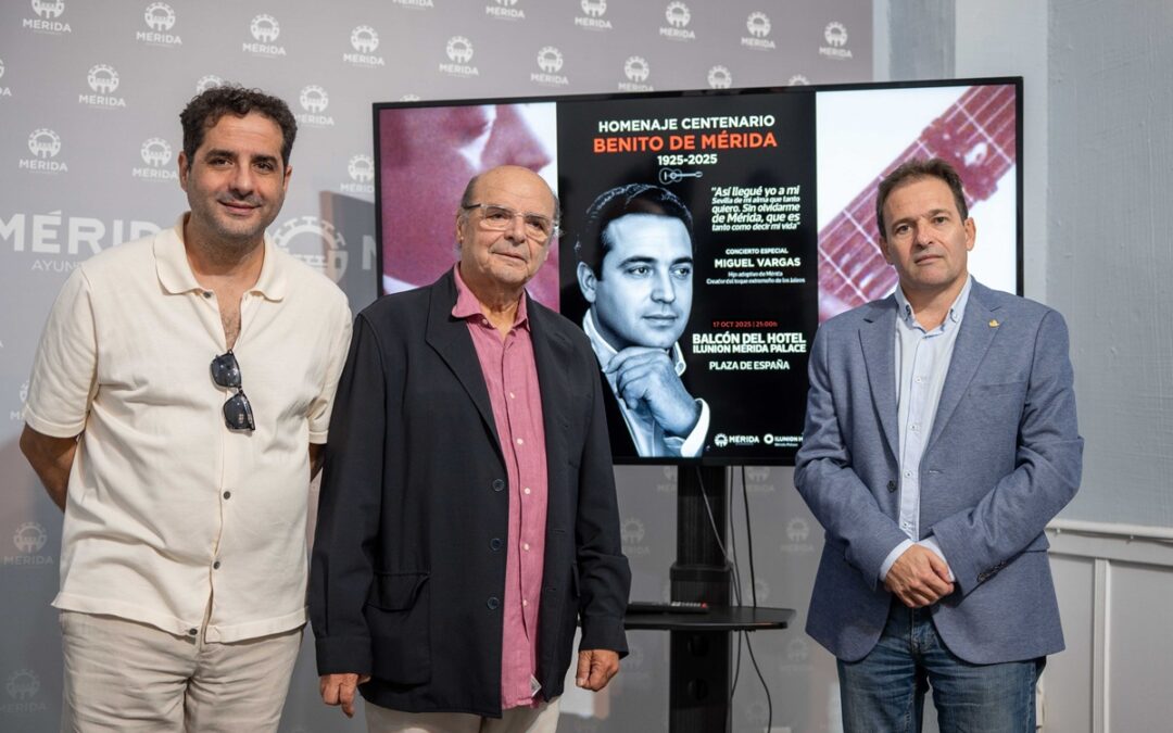 Homenaje al guitarrista Benito de Mérida en su centenario con un concierto único de Miguel Vargas desde el balcón del hotel Ilunion en la Plaza de España