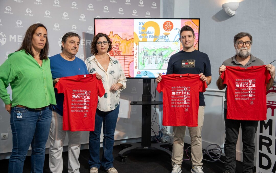 Mérida celebrará el próximo 23 de octubre el XV Día Escolar de la Bicicleta “Maestro Pedro Lozano”, en el que participarán más de 900 escolares, personal docente y voluntarios de la ciudad