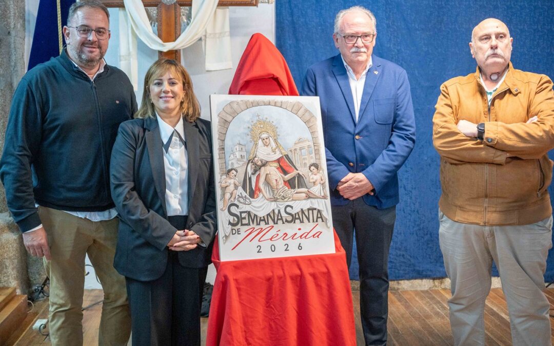 La Santísima Virgen de las Angustias, de la Cofradía Ferroviaria, protagonista del cartel anunciador la Semana Santa de Mérida 2026