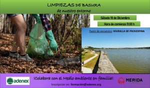 El Ayuntamiento y ADENEX organizan mañana una jornada de limpieza en Proserpina