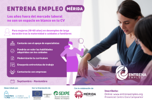 Abierta la inscripción para el segundo proyecto piloto de Entrena Empleo en Mérida, para mejorar la empleabilidad de mujeres en desempleo de larga duración