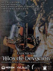 La Sala Decumanus acoge, desde el martes, la exposición del traje de Santa Eulalia, del siglo XVIII, tras su restauración