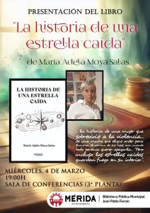 La Biblioteca Municipal presenta el libro La historia de una estrella caída de María Adela Moya Salas