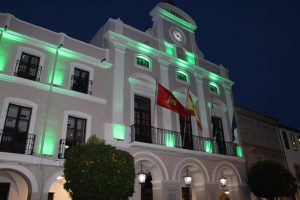 La fachada del Ayuntamiento, la fuente de la Plaza y algunos monumentos se iluminan hoy en color verde por el Día Nacional de la Celiaquía