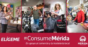 El ayuntamiento vuelve a poner en marcha la campaña de servicio público ‘Elígeme, Consume Mérida’ que promueve el consumo en el comercio y la hostelería local
