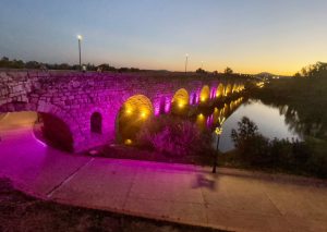 La fachada del Ayuntamiento, la fuente de la Plaza y algunos monumentos se iluminan esta semana en color rosa por el Día Mundial de la lucha contra Cáncer de mama