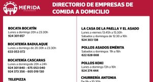 Listado de establecimientos inscritos para el reparto de alimentación y comidas a domicilio