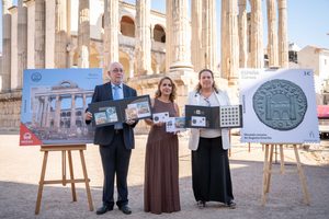 El patrimonio romano de Mérida protagoniza las nuevas emisiones filatélicas de EXFILNA 2026 con el Templo de Diana y la moneda “As Augusta Emerita”